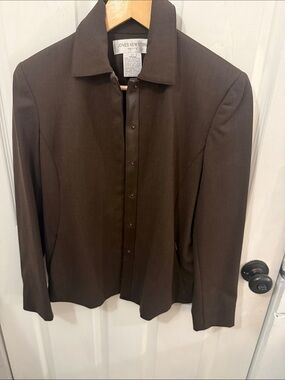 Jones New York Petite Dark Brown Button-Front Jacket, 2P